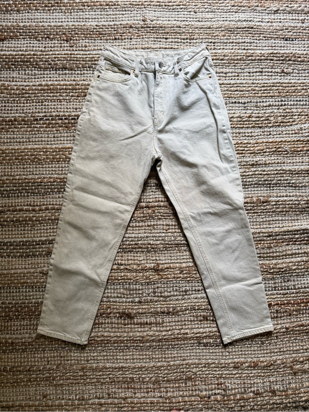 Light Beige High-Waist Straight Jeans H&M